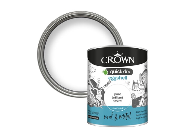 Crown Quick Dry Eggshell Pure Brilliant White 750ml