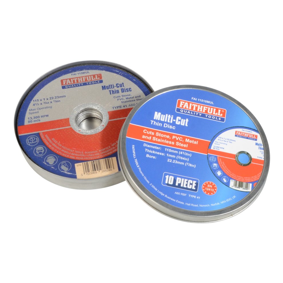 Faithfull Multi-Purpose Cutting Disc 115 x 1.0 x 22.23mm Pack 10