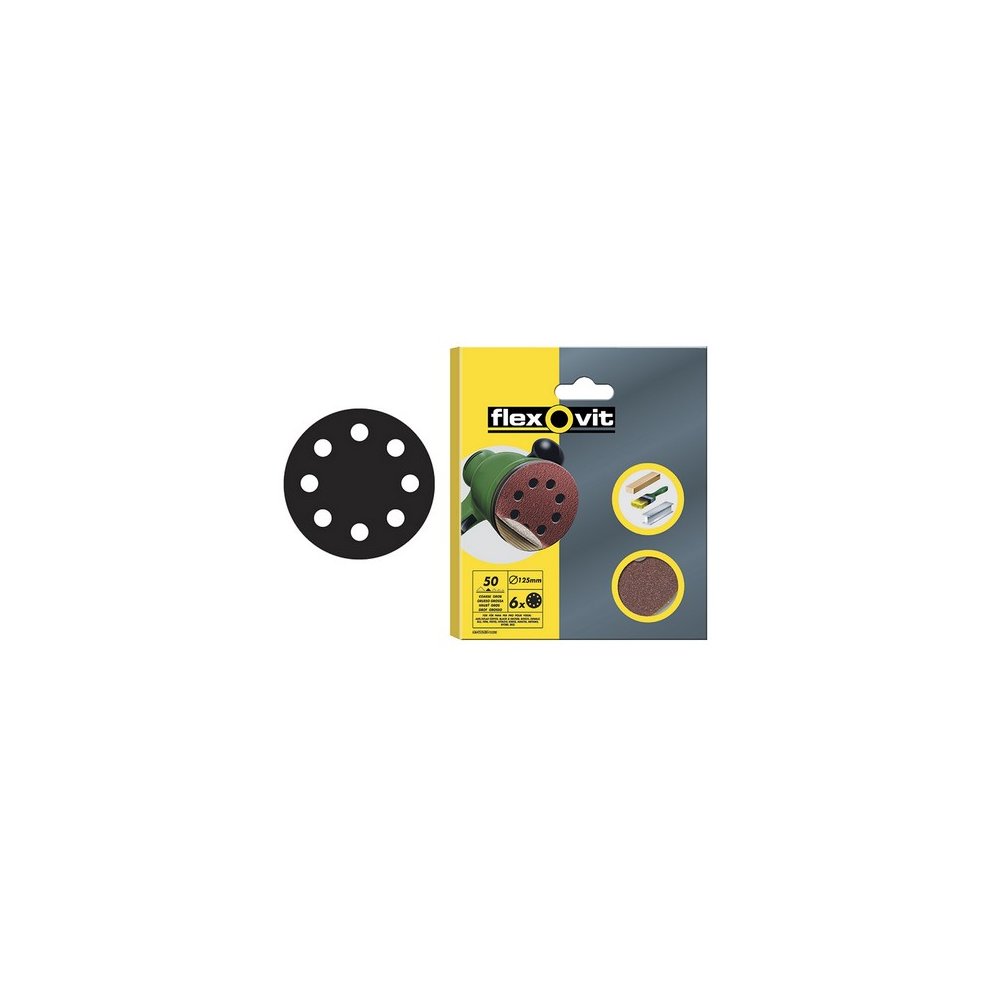Flexovit Hook & Loop Sanding Disc 125mm 240G Pack 6 FLV89891