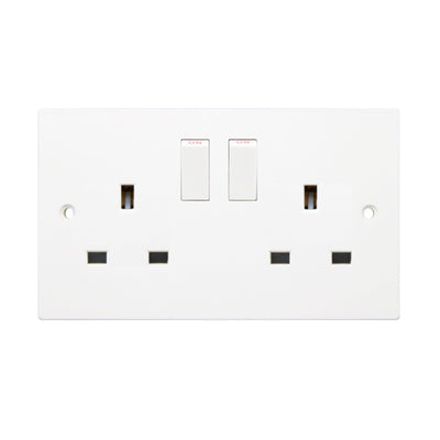 Securlec 2 Gang Switched Socket Double Pole Square Edge