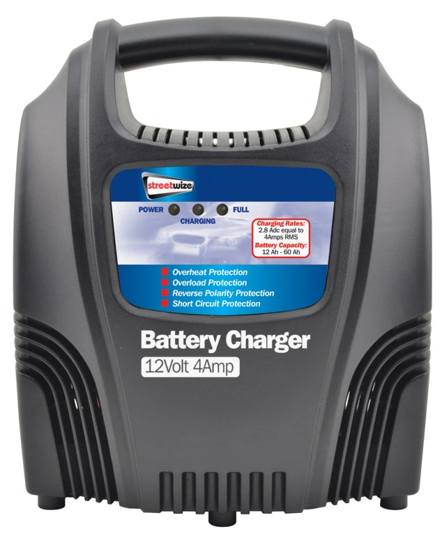 Streetwize Battery Charger 12V 4 Amp Plastic Cased