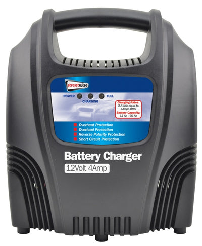 Streetwize Battery Charger 12V 4 Amp Plastic Cased