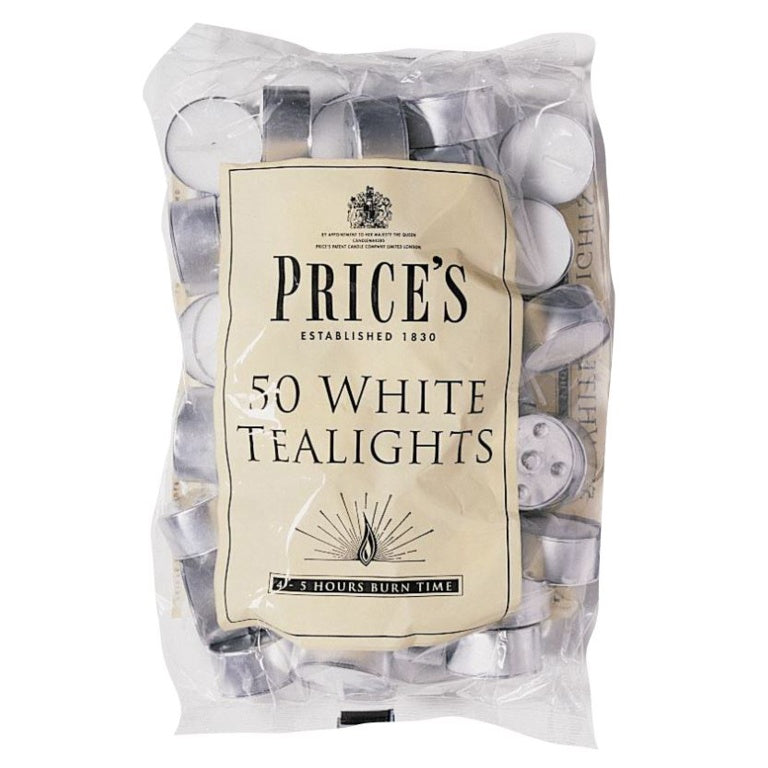 Price's Tealights White Pack 50 4-5 Hour TE041628