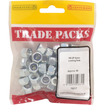 Centurion Nylon Locking Nuts ZP M8 40 Pack 78217
