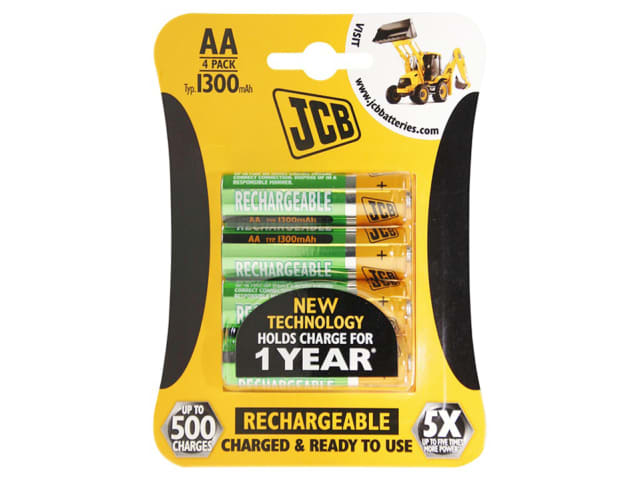 JCB Rechargeable Battery AA 1300mAh Pack 4