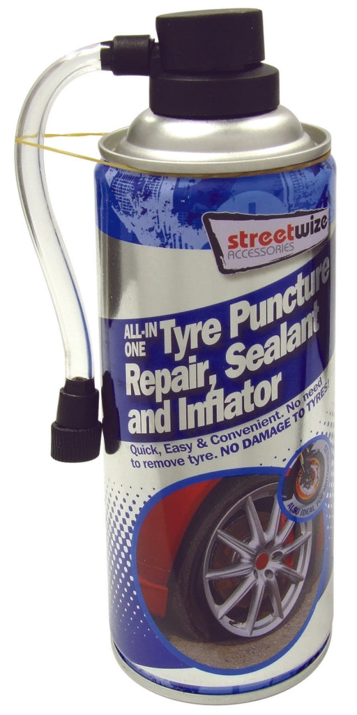 Streetwize Tyre Puncture Repair, Sealer & Inflator 450ml