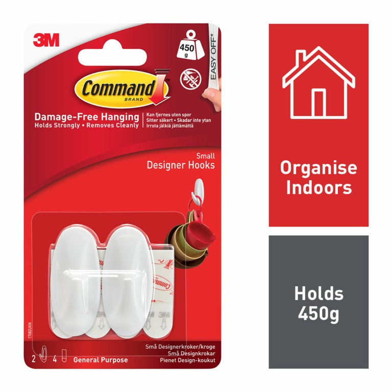 Command Small Designer Hooks 17082 2 Hooks 4 Strips