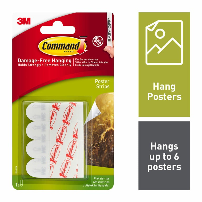 Command Small White Poster Hanging Strips (12 Strips)