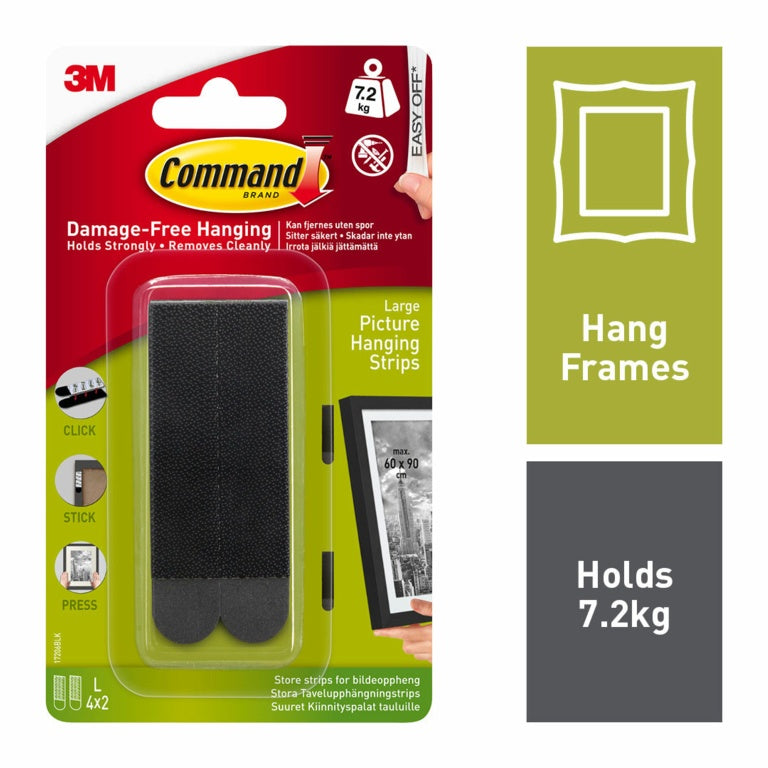 17206BLK Command Large Picture Strips Black