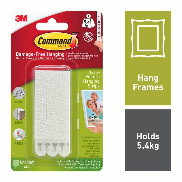 Command 5.4 lb Picture-Hanging Strips Plastic Narrow