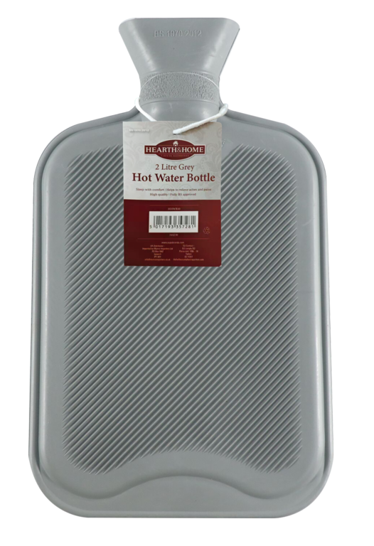 Hearth & Home Hot Water Bottle 2L Natural Rubber Grey