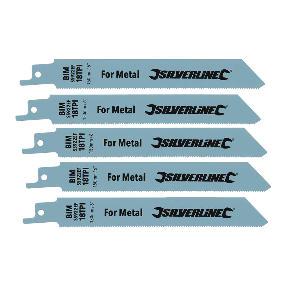 Silverline Recip Saw Blades Metal 5pk Bi-Metal 18tpi