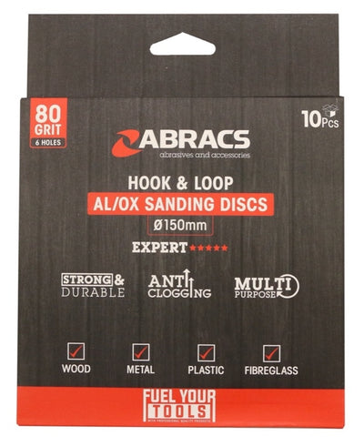 Abracs Hook & Loop Disc Pack 10 150mm 80g