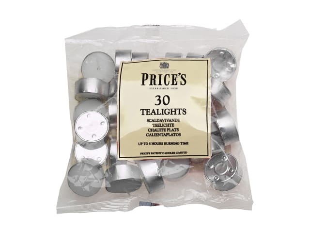 Price's Tealights White Pack 30 4 Hour TE301228