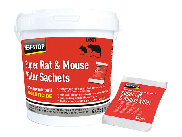 Pest Stop Super Rat/Mouse Killer Sachet 6 x 25g PSSA05