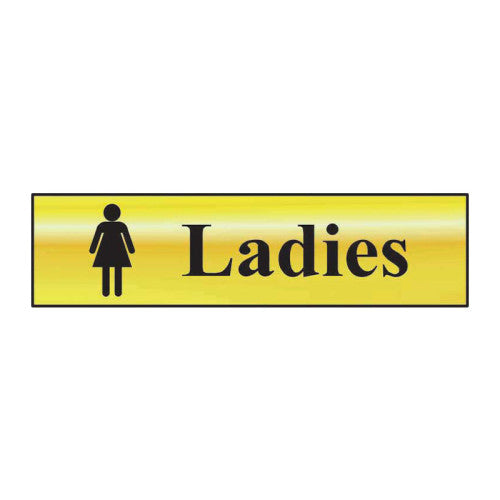 SCA Ladies Door Sign Polished Brass 200 x 50mm 6002
