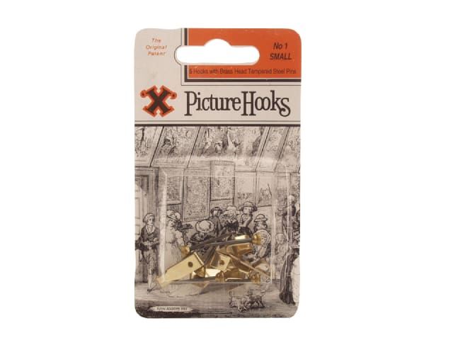 X Picture Hooks No.1 Brass Plated 5pk
