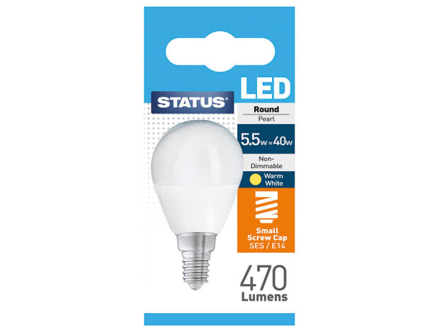 Status Round LED 5W 470lm Pearl Small Edison Screw Warm White
