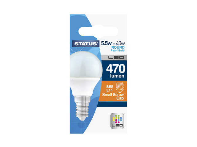 Status Round LED 5.5W Pearl SES Dimmable Warm White Boxed