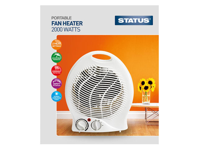 Status Fan Heater Upright 2kW 2 Heat Settings FH1P-2000W1PKB