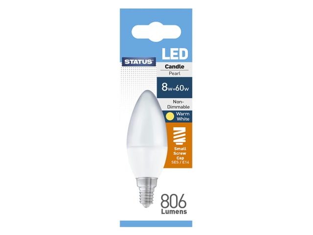 Status International Candle LED 8W 806 Lumens Small Edison Screw Warm White