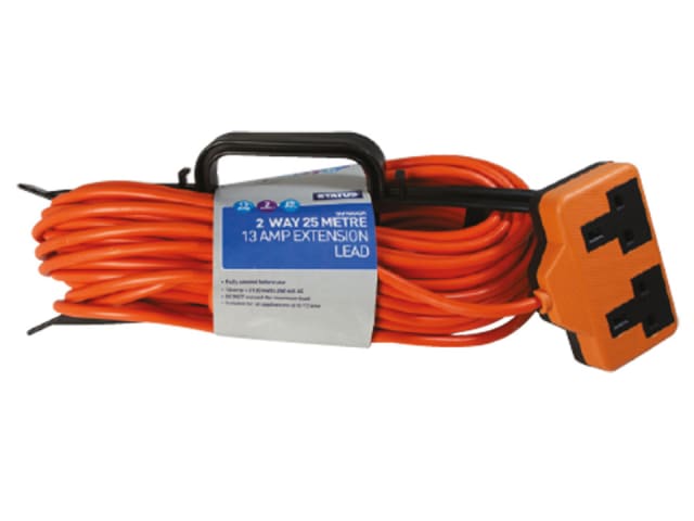 Heavy Duty Extension Socket 2 Way 25m 13Amp Orange