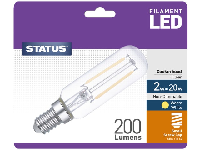 Status International Cookerhood Filament LED 2W 200 Lumens Small Edison Screw Clear Warm White