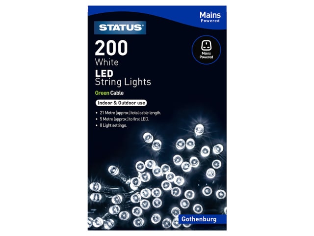 Status International Gothenburg Christmas Lights 200 LED Multi-Function White