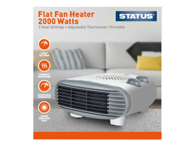 Status International Flat Fan Heater 2kW 2 Heat Settings FFH1P-2000W1PKB