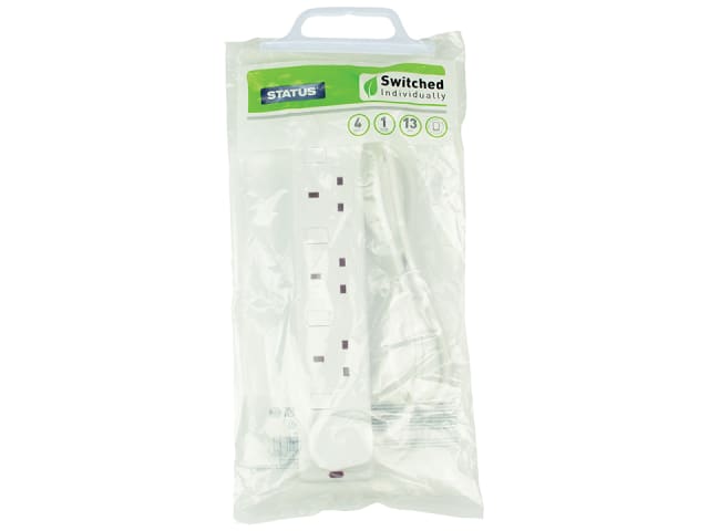 Status Extension Socket Switched + Neon 4 Way 1m White