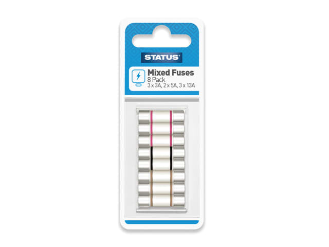 Status Mixed Amp Fuses Pack of 8 (3x3A 2x5A 3x13A) S8PKMAFX50