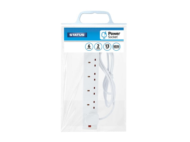 Status International Extension Lead 6 Way 2m Neon 6WS2MCP20