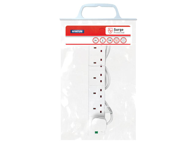 Extension Socket+Surge 6 Way 2m White 6WSSP2MCP20