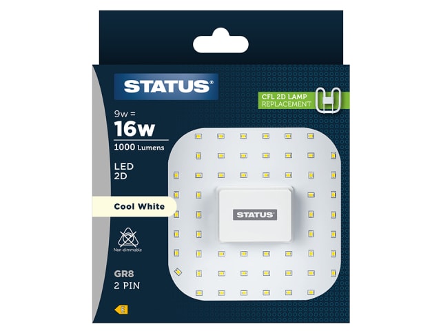 Status 2D LED 9W 2 Pin Cool White S9LC2D2PIN1PKB6