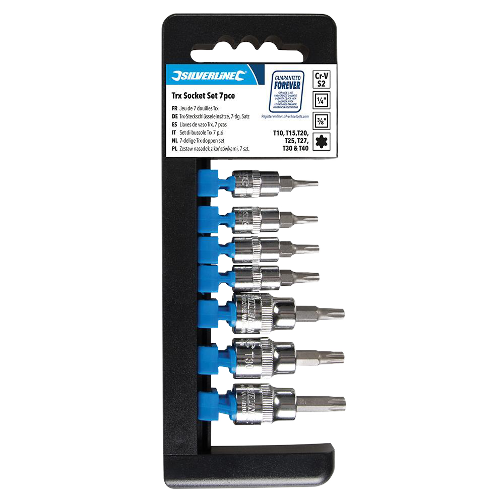 Silverline Trx Socket Set 1/4" 3/8" Drive 7pce T10-T40