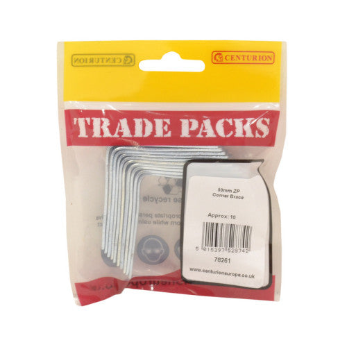 Centurion Corner Brace ZP 50mm 10 Pack 78261