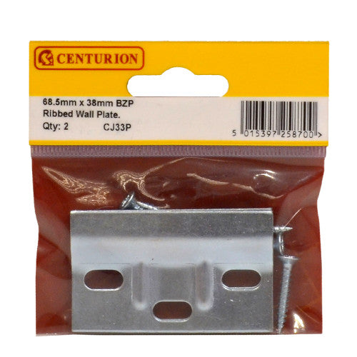 Centurion BZP Ribbed Wall Plate 68.5 x 38mm Pack 2 CJ33P