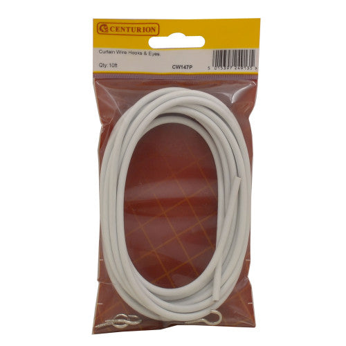 Centurion Curtain Wire 10ft with Hooks & Eyes CW147P