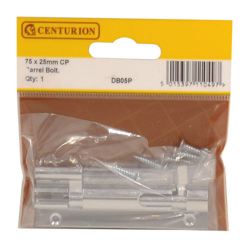 Centurion 75mm x 25mm Polished Chrome Wide Necked Barrel Bolts DB05P