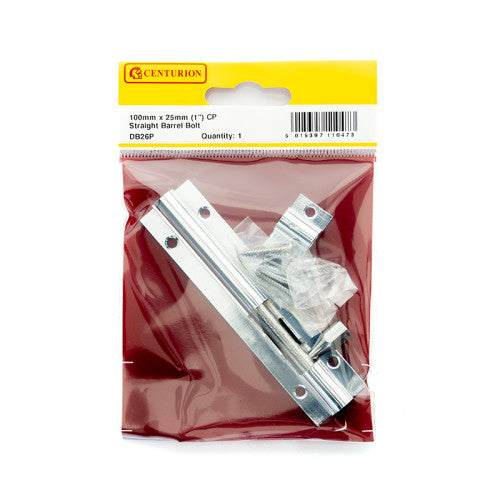 Centurion Straight Barrel Bolt 100mm x 25mm 1" CP DB26P