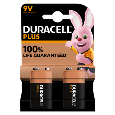 Duracell Plus Power 9V Batteries x 2 S18718