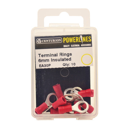 Centurion Red Insulated Terminal Rings 6mm Pack 10 EA30P