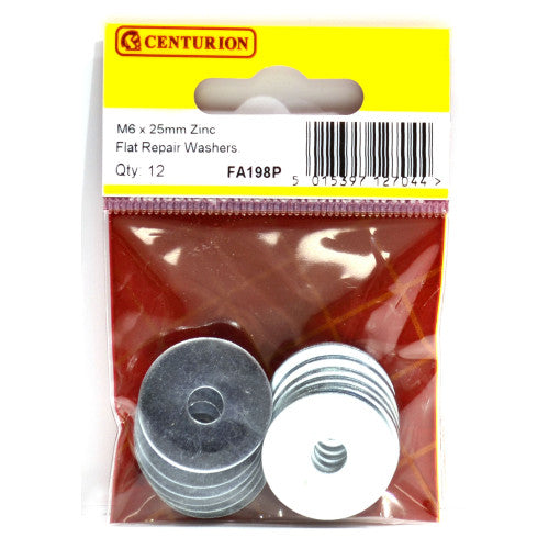 Centurion M6 x 25mm ZP Flat Repair Washers Pack 12 FA198P
