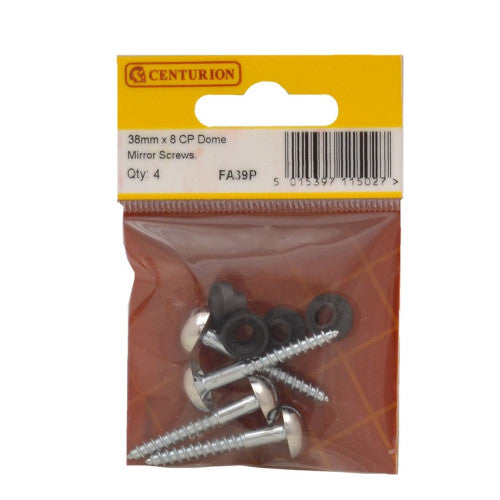 Centurion 35mm x 8 Chrome Dome Mirror Screws Pack 4 FA39P