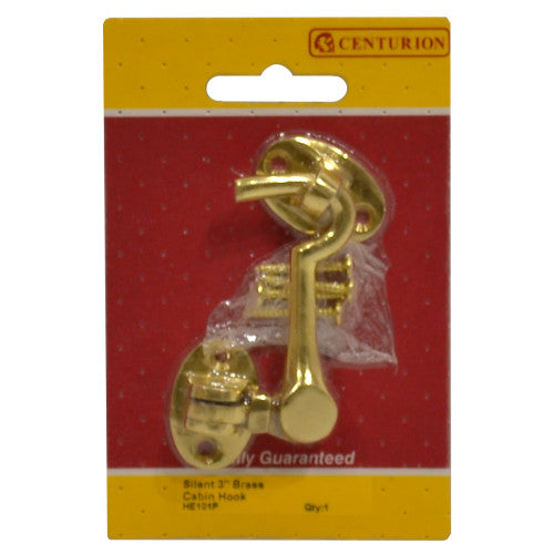 Silent Pattern Brass Cabin Hooks, Polished Brass, 75mm Code: HE101P