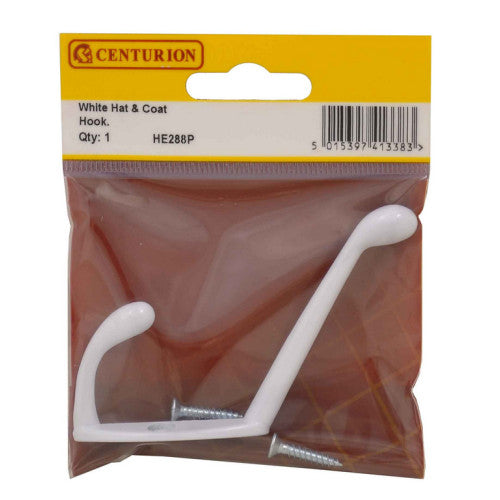 Centurion Hat & Coat Hook Die Cast White 105mm HE288P