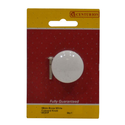Centurion 38mm Snow White Cupboard Knob HK201P
