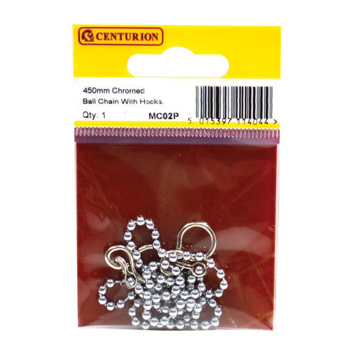 Sink Ball Chain With Hooks, Chrome Plated, 450mm, No.6 Code: MC02P