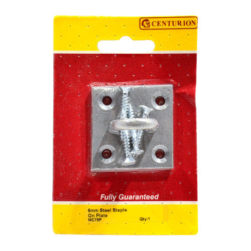 Steel Staple On Plate, Galvanised, 6mm x 50mm Code: MC76P