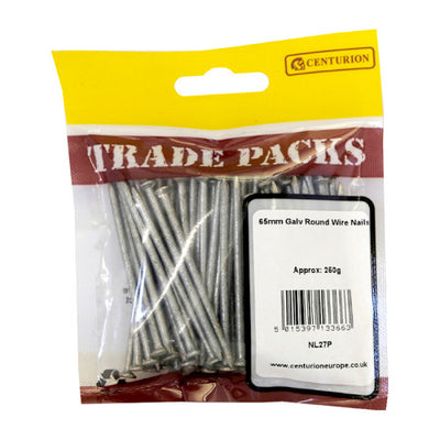 Centurion 65mm Galvanised Round Wire Nails 250g NL27P